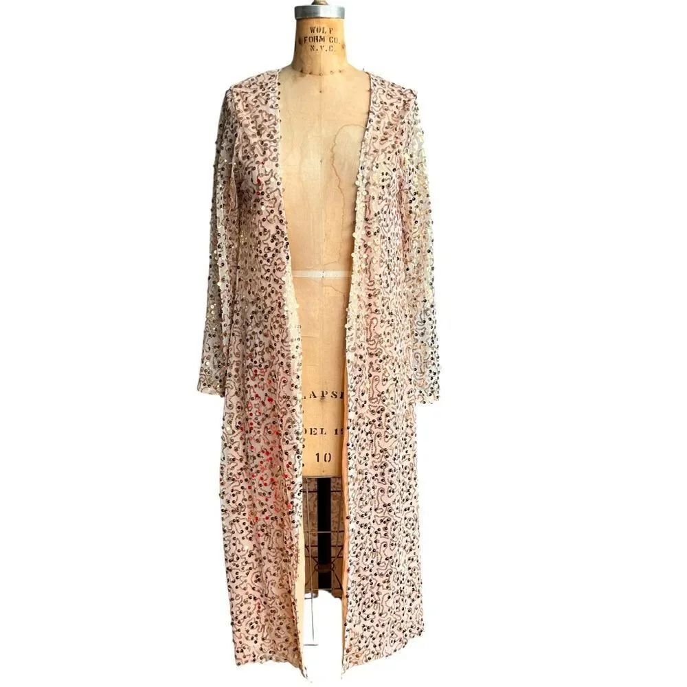 Sequin Embellished Sheer Cardigan Size S